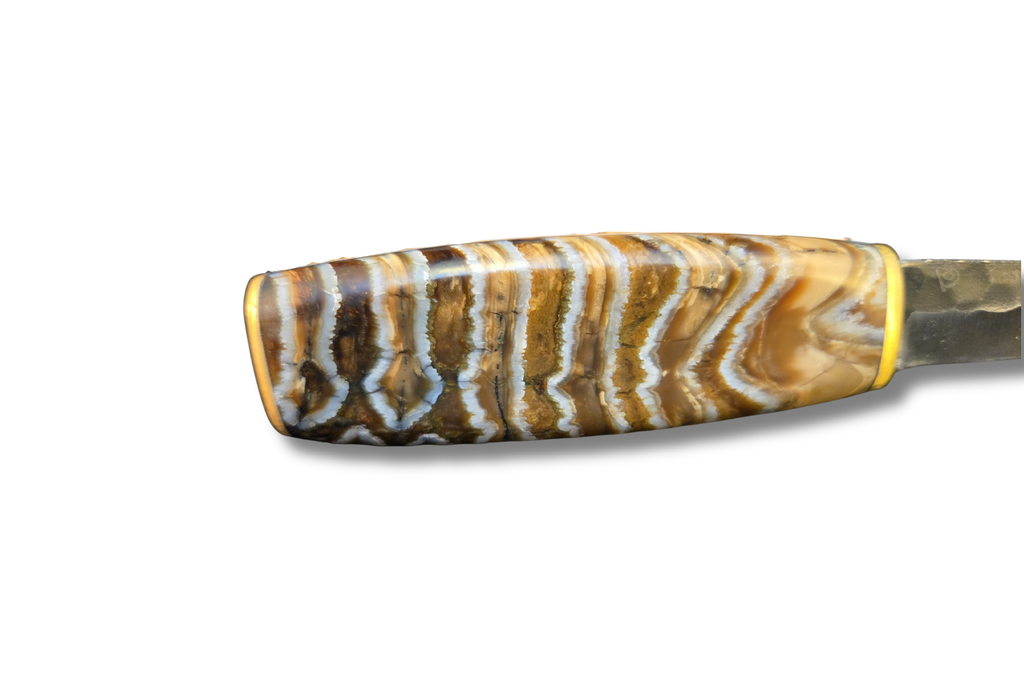 Pucco Knife with Mammoth Tooth handle on a white background